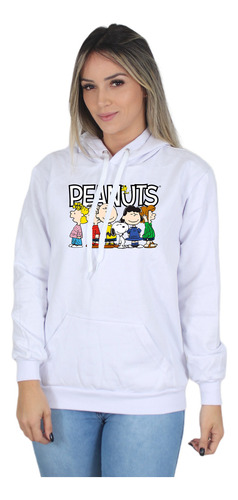 Moletom Feminino Algodão Blusa De Frio Canguru Snoopy