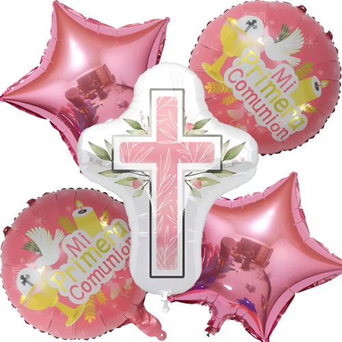 Padrisimos Set De Globos Primera Comunion Bouquet Decoracion