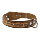 Cuero Auténtico Collar Trenzado Perro Tachonado, Brown 1.25 