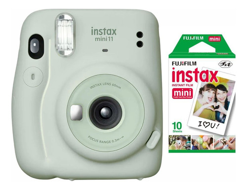 Kit Câmera Fujifilm Instax Mini 11 Verde + Filme De 10 Poses Cor Mini 11 Verde Com 10 Fotos