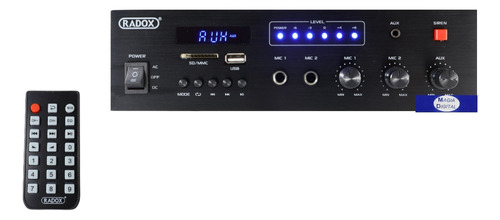 Amplificador Bluetooth Radox 010-700 120v-12v Fm Usb Sd Color Negro