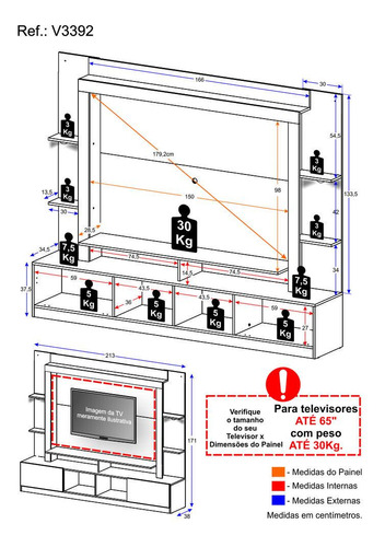 Estante Tv 65 Com Leds Berlim Multimóveis V3392