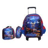 Mochila Carrinho Escolar Sonic De Rodinhas Infantil Juvenil