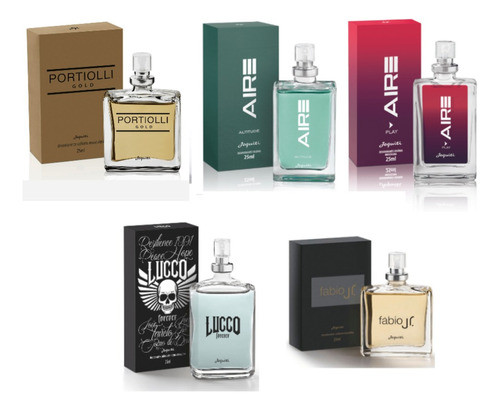 05 Perfumes Masculinos Fábio Jr  Lucas Lucco Aire Verde E Vermelho Portiolli Gold 25ml Jequiti Presente