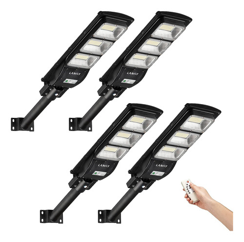 Langy Paquete De 4 Luces Solares De Calle De 90 W, 180 Led D