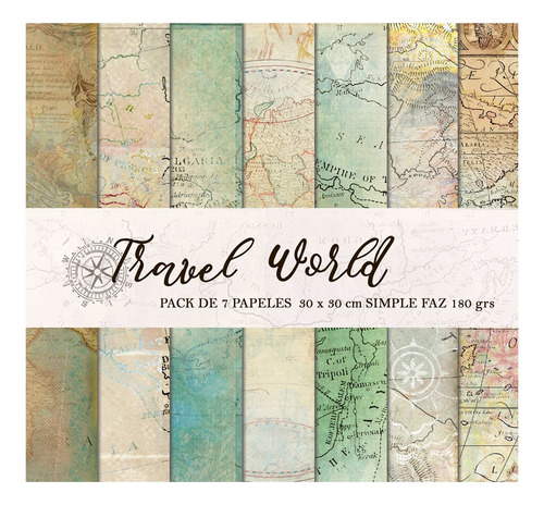 Travel World 7 Papeles Para Scrapbooking 30x30cm