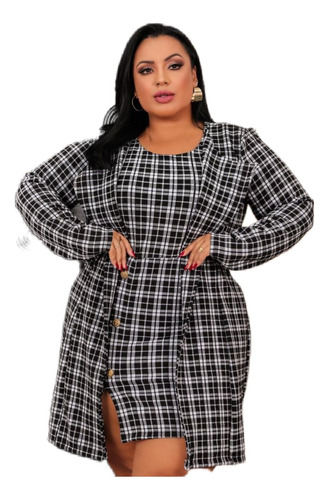 Conjunto Vestido Tubinho Com Sobretudo Plus Size Promoção 