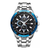 Reloj Hombre Curren Plateado Acero Elegante Moda Caballero