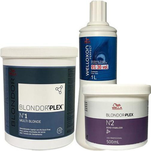 Wella Kit Blondorplex Nº1 800g E Nº2 500ml + Ox 30 Vol. 1l