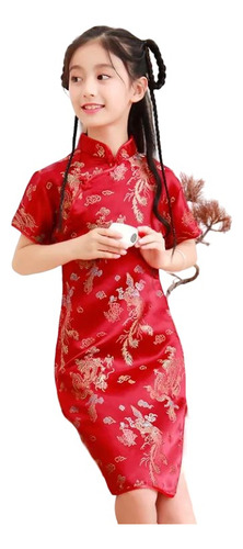 Vestido Qipao Tradicional Chino Niña Bordados Tallas 