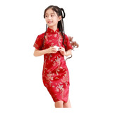 Vestido Qipao Tradicional Chino Niña Bordados Tallas 