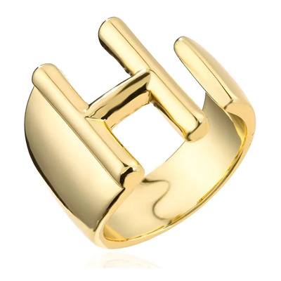 Anel Ajustável Letra H Federal Time Folheado Ouro 18K Aço Inoxidável | Parcelamento sem juros