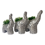 Elefantes De Cerámica Familia De 3 Piezas Figura Decorativa