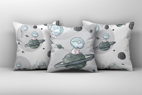 3 Capas De Almofada 45cm Decoração Cama Infantil Espaço