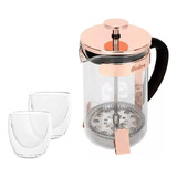 Set Cafetera Francesa Embolo Cobre 600ml + 2 Jarros Hudson