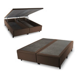 Cama Box Baù King Size 1,93 X 2,03 - Corino Marrom 