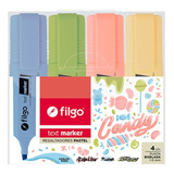 Set 4 Resaltadores Grueso Filgo Colores Candy Text Marker