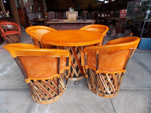 Hermoso Comedor De Equipales Pirograbados Estilo Antiguo.