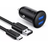 Combo Cargador Para Auto 2.1a Dual Usb Cable V8 1hora Micro 