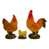 Figuras De Gallo En Miniatura, 3 Piezas De Gallo Y Gallina, 