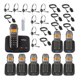 Kit Aparelho Telefone Fixo Bina 2 Linhas 8 Ramal E Headset