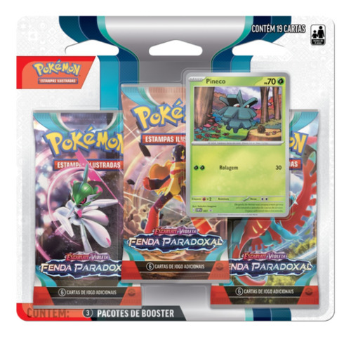 Blister Triplo Pokémon Fenda Paradoxal Pineco Sinistea Copag