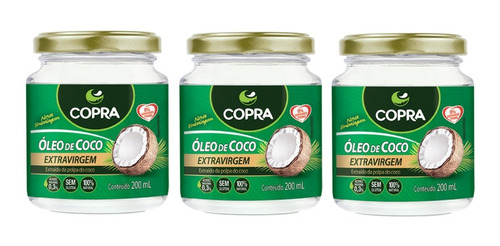 Kit 3 - Óleo De Coco Extra Virgem Copra- 200ml + Brinde