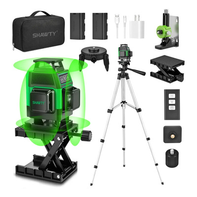 Shawty Nivel Láser Autonivelante 360° 16 Líneas Verde 4d Horizontales Verticales Con Trípode Con 2 Baterías Y Control Remoto, Para Proyectos De Construcción Y Renovación, Azulejos De Piso | Envío gratis