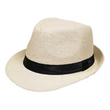Sombrero Gorro Tipo Panama Panameño Blanco Con Cinta Negra