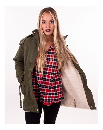 Campera Mujer Talles Grandes Especiales Parka Con Corderito