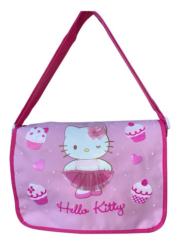 Hello Kitty Sanrio,bolso Mensajero Grande,ideal Para Colegio