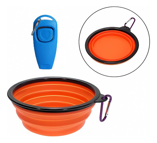 Plato Plegable  Para Perro 1000 Ml + Clicker Silbato