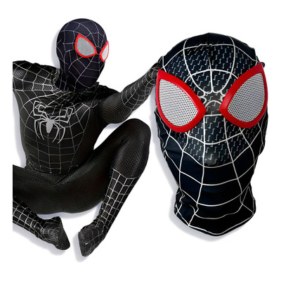 Máscara Spider Man Negro Disfra Hallowee Cosplay Miles Verso Araña | Envío gratis