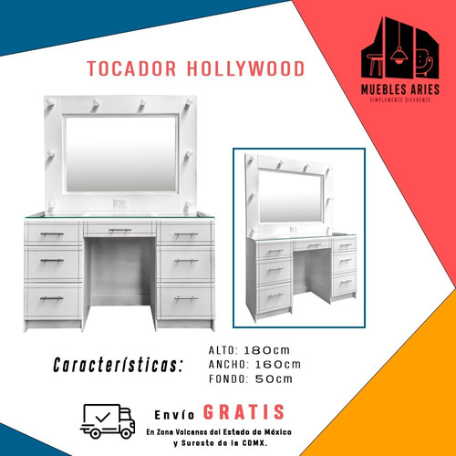 Tocador Vanity Modelo Hollywood | Muebles Aries