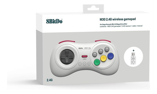 Controle 8bitdo M30 2.4g Wireless Gamepad Branco