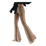 Pantalones Largos De Leopardo De Leopardo Con Estampado Para
