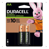 Pilha Recarregável Aa Pequena 2500mah Duracell Com 2 Un.