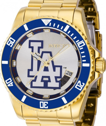 Relógio Masculino Invicta Mlb Los Angeles Dodgers 42983 Cor Da Correia Dourado Cor Do Bisel Azul Cor Do Fundo Prateado