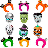 6 Mascara Monster + 6 Vinchas De Globo Halloween 