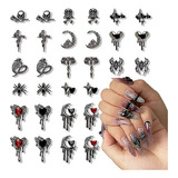 30 Uds Dijes De Uñas 3d Vintage Punk Nail Art Charms Para Uñ