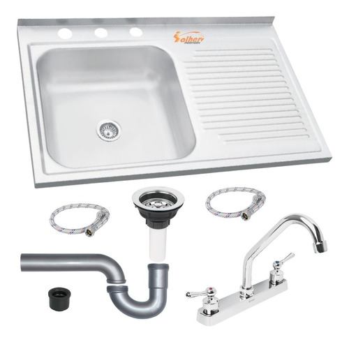 Tarja Fregadero De Sobreponer Acero Inox 80x50cm (con Kit)