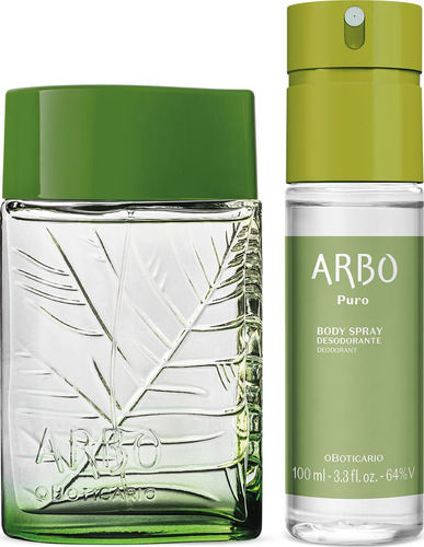 Combo Arbo Puro: Desodorante Colônia 100ml + Body Spray Desodorante 100ml Oboticário Perfume Masculino Para Homem Presente