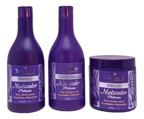  Kit Matizador Platinum Maycrene ( Shamp + Cond + Másc )