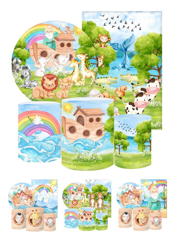 Kit 2 Painéis E Capas Cilindro Sublimado 3d Arca De Noé