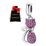 Charm Gatita Kitty Rosa Amor Corazón Plata S925 Compatible