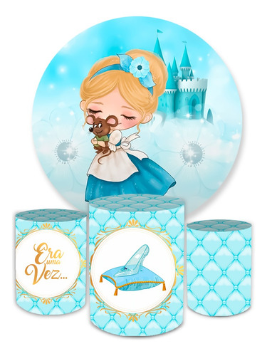 Kit Painel 1,5+trio Capas De Cilindros Cind Princesa Menina