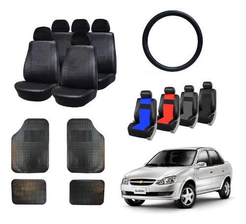 Fundas Cubre Asiento Chevrolet Corsa + Alfombra 4p + Volante