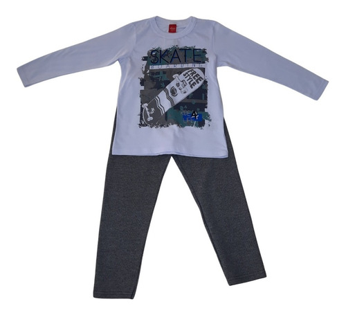 Roupa Infantil Conjunto Camiseta Manga Longa E Calça Moleton