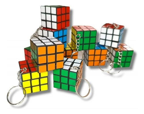 Llavero X 12 Cubo Rubik Pequeño Piñata Negocio Sorpresas Estructura Stiker 3x3 Docena