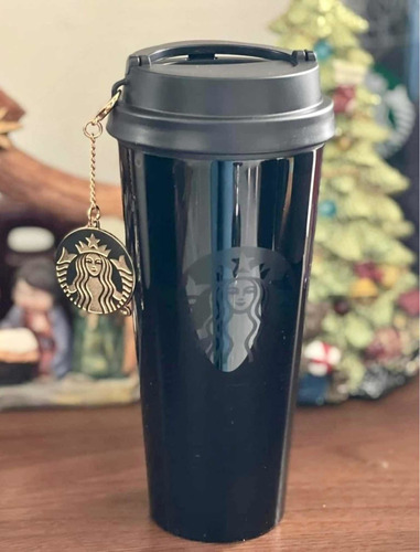 Vaso Negro Starbucks Charm Año Nuevo 2021 Con Llaverocolgant